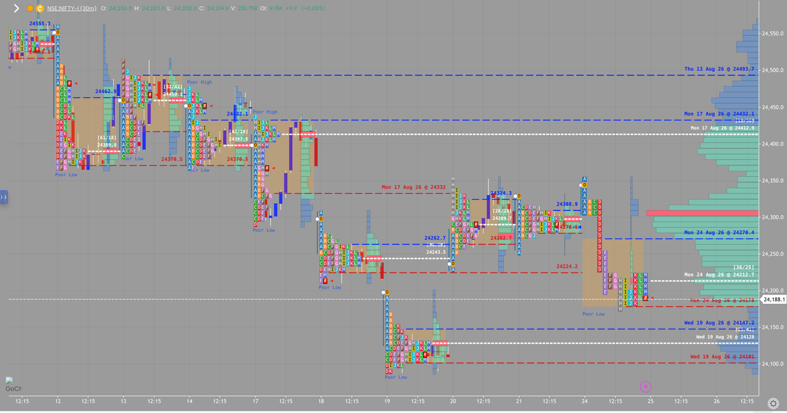 NIFTY market profile, August 24, 2026